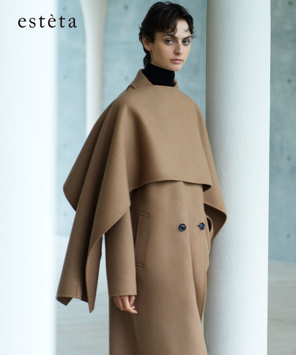 【オンワード】 23区 S（小さいサイズ）>ジャケット/アウター 【エステータ】ウールリバー ケープ付き コート ベージュ 32 レディース