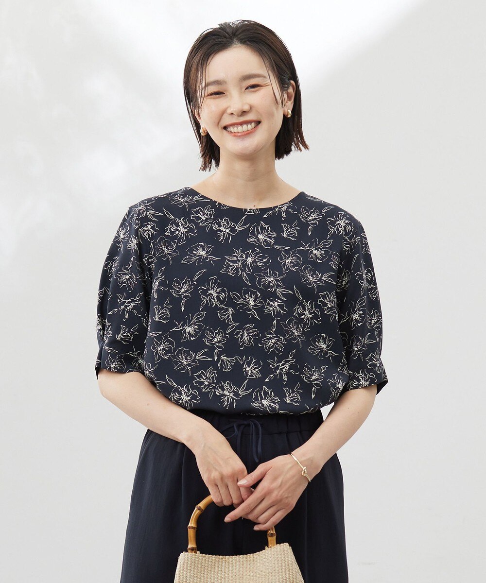 【オンワード】 J.PRESS LADIES>トップス 【洗える】ラインフラワープリント ブラウス ネイビーベース 9 レディース 【オンワード】 J.PRESS LADIES>トップス 【洗える】ラインフラワープリント ブラウス ネイビーベース 9 レディース
