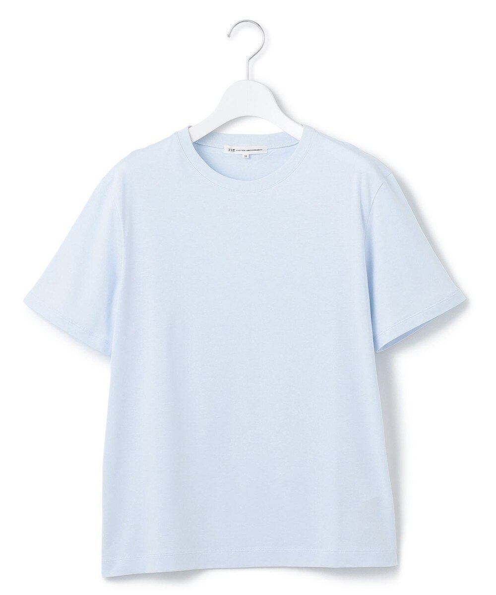 【オンワード】 23区 L（大きいサイズ）>トップス 【洗える】コンパクトヤーン スムース Tシャツ サックスブルー 44 レディース