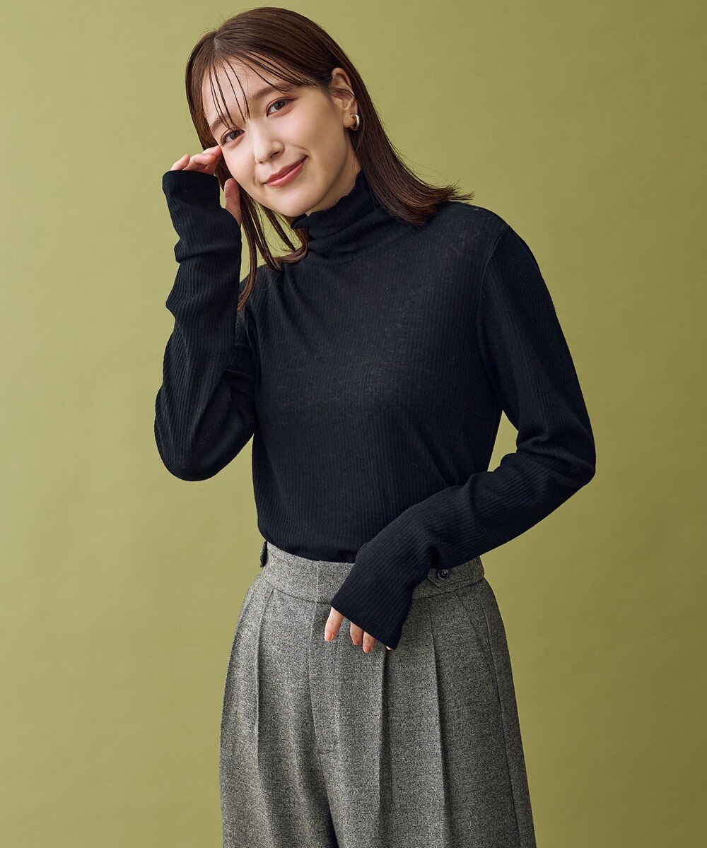 【オンワード】 ANY L>トップス 【洗濯機可】シアーリブタートル ブラック XL レディース