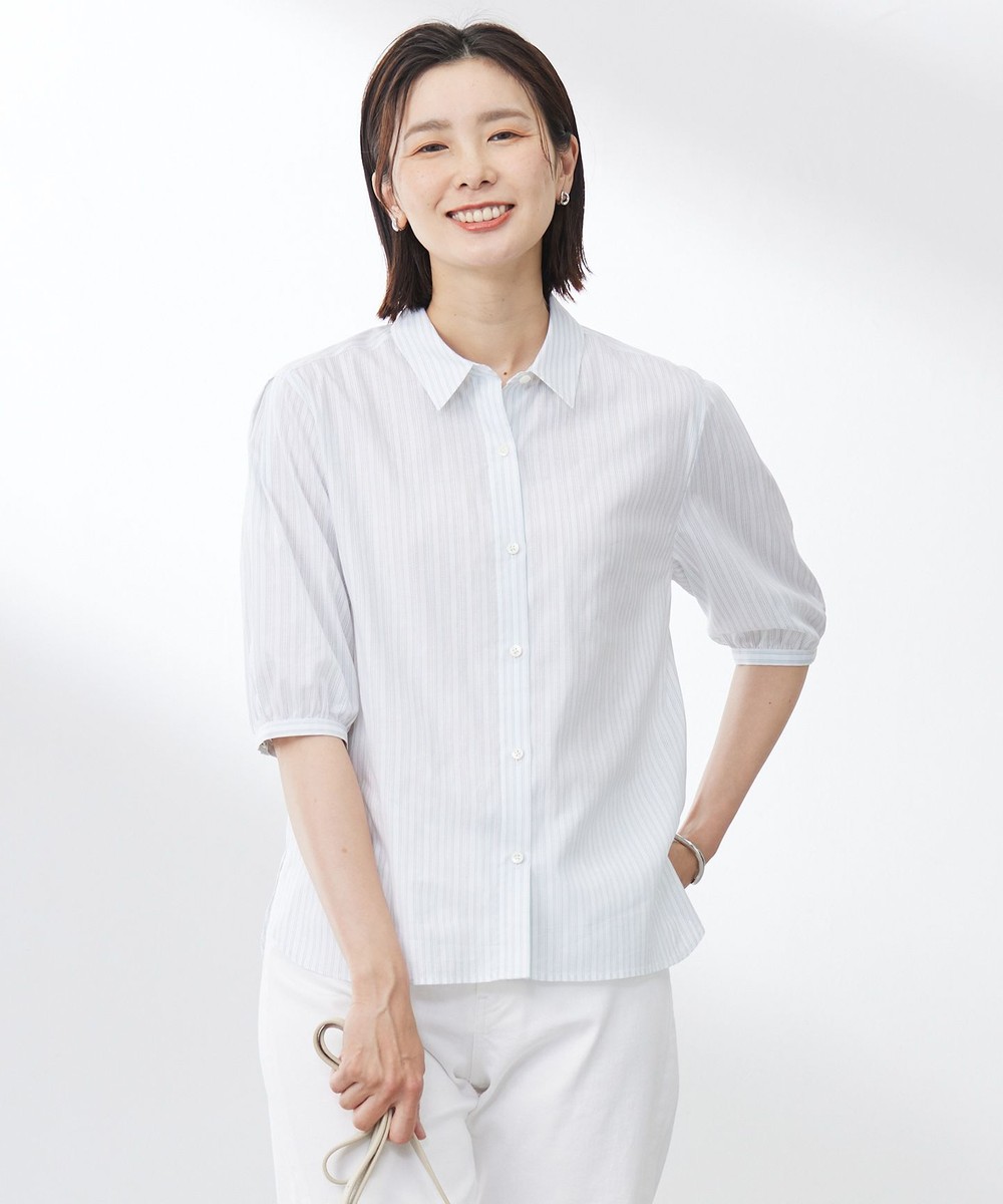 【オンワード】 J.PRESS LADIES L(大きいサイズ)>トップス 【洗える】BEZ 空羽ストライプ シャツ ブラウス ホワイト T13 レディース 【オンワード】 J.PRESS LADIES L(大きいサイズ)>トップス 【洗える】BEZ 空羽ストライプ シャツ ブラウス ホワイト T13 レディース