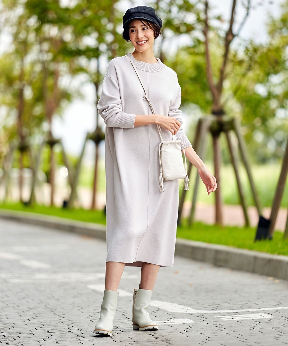 【オンワード】 自由区 L>ワンピース コットンカシミヤ ニットワンピース グレー 44 レディース 【送料無料】