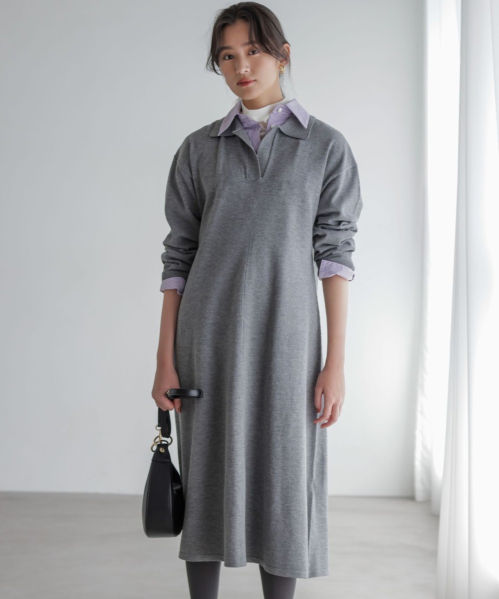 【オンワード】 組曲 S(小さいサイズ)>ワンピース 【加藤ローサさん着用】スキッパーニット ワンピース ライトグレー S2 レディース 【オンワード】 組曲 S(小さいサイズ)>ワンピース 【加藤ローサさん着用】スキッパーニット ワンピース ライトグレー S2 レディース