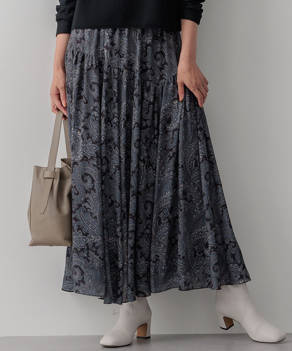 【オンワード】 23区 S(小さいサイズ)>スカート Ratti ペイズリープリント ティアード スカート グレー 30 レディース 【オンワード】 23区 S(小さいサイズ)>スカート Ratti ペイズリープリント ティアード スカート グレー 30 レディース