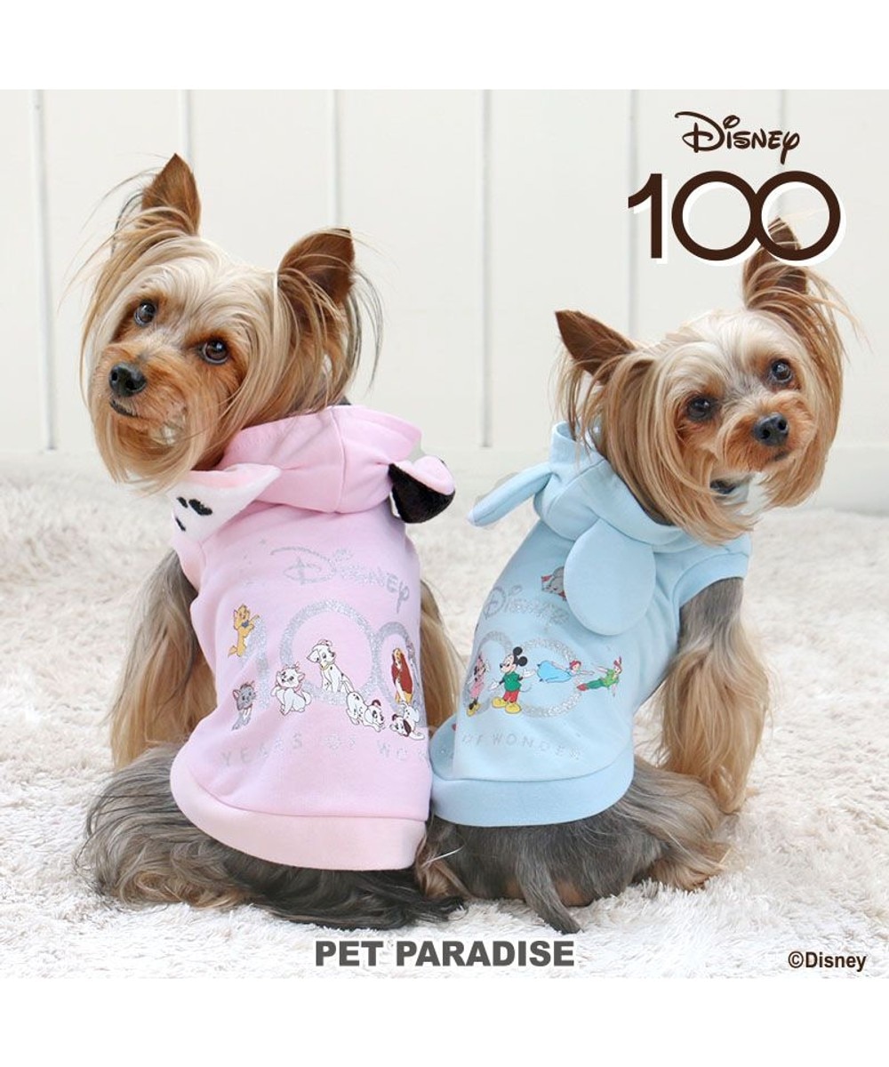 ＜オンワード＞PET PARADISE>ペットグッズ ディズニー100周年限定 パーカー 《ピンク / ブルー》 小型犬 ピンク ＳＳ