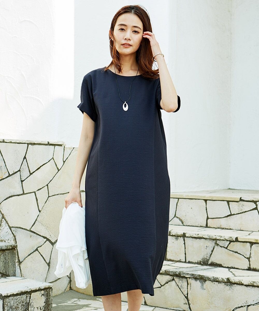 【オンワード】 J.PRESS LADIES S>ワンピース 【抗菌防臭・吸水速乾】サッカージャージー ワンピース ネイビー P5 レディース 【送料無料】