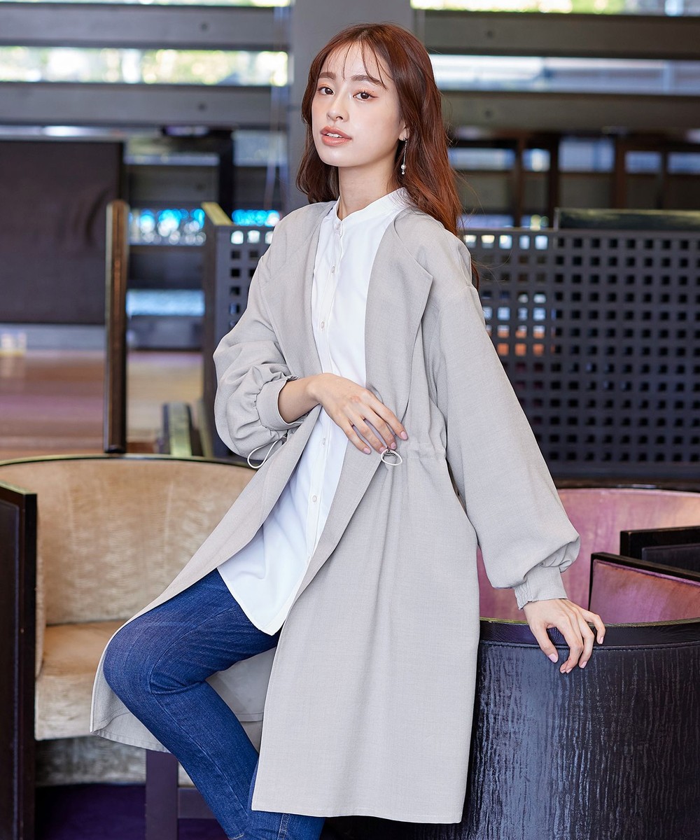 【洗える】パフスリーブ着流しコート