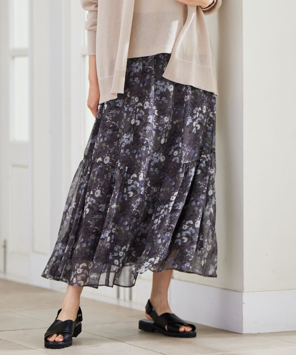 【オンワード】 自由区>スカート 【セットアップ対応・洗える】ボタニカルフラワープリントティアード スカート セピア 40 レディース 【オンワード】 自由区>スカート 【セットアップ対応・洗える】ボタニカルフラワープリントティアード スカート セピア 40 レディース