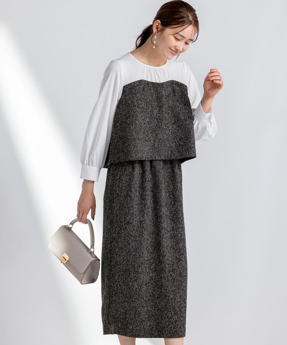 【オンワード】 ANY SIS>ワンピース 【洗える】ツイードコンビ ワンピース ブラック 3 レディース 【オンワード】 ANY SIS>ワンピース 【洗える】ツイードコンビ ワンピース ブラック 3 レディース