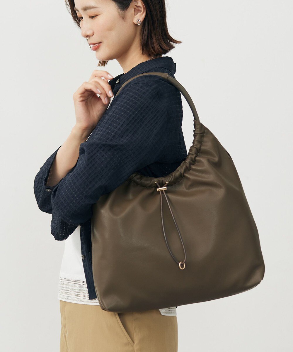 【オンワード】 J.PRESS LADIES>バッグ 【A4サイズ収納可】ドロストギャザー トート バッグ スレートブラウン F レディース 【オンワード】 J.PRESS LADIES>バッグ 【A4サイズ収納可】ドロストギャザー トート バッグ スレートブラウン F レディース