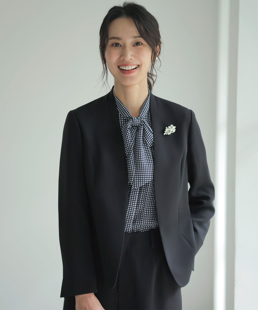 【オンワード】 J.PRESS LADIES>ジャケット/アウター 【セットアップ対応】セラテリーダブルクロス ノーカラー ジャケット ブラック 13 レディース 【オンワード】 J.PRESS LADIES>ジャケット/アウター 【セットアップ対応】セラテリーダブルクロス ノーカラー ジャケット ブラック 13 レディース
