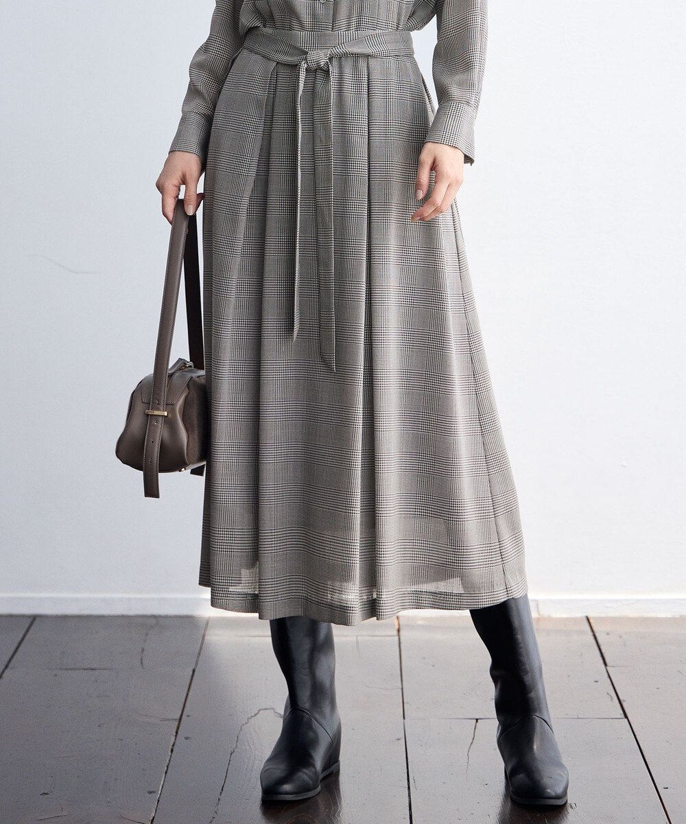 【オンワード】 自由区 S（小さいサイズ）>スカート 【カタログ掲載・洗える】TWハイツイストビエラ スカート グレンチェック 32 レディース