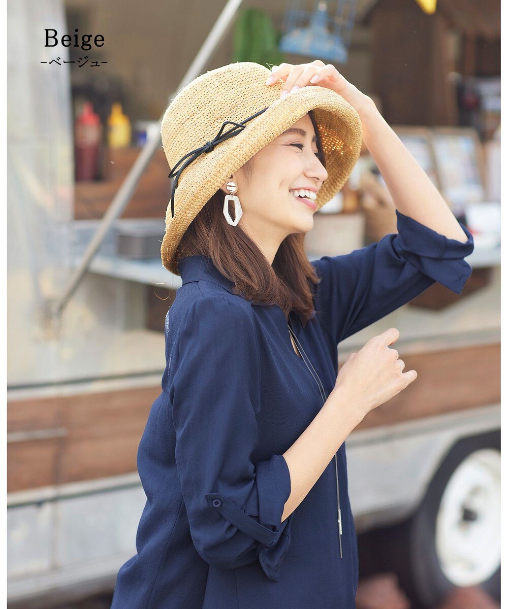 日よけ対策もバッチリのレザーストリングクロシェハット