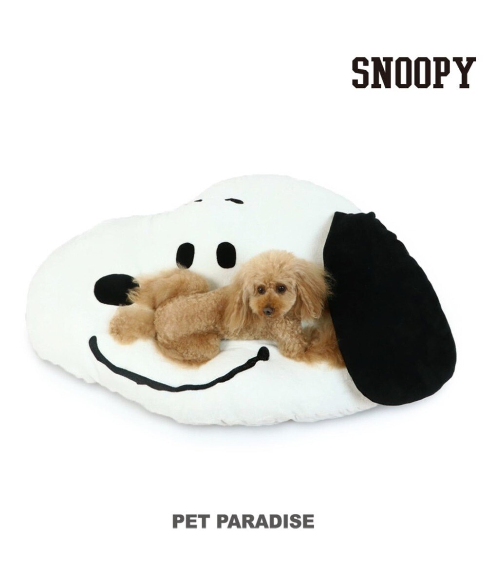 PET PARADISE>ペットグッズ ペットパラダイス スヌーピー フェイス クッション (100×69cm) 白~オフホワイト - 【送料無料】