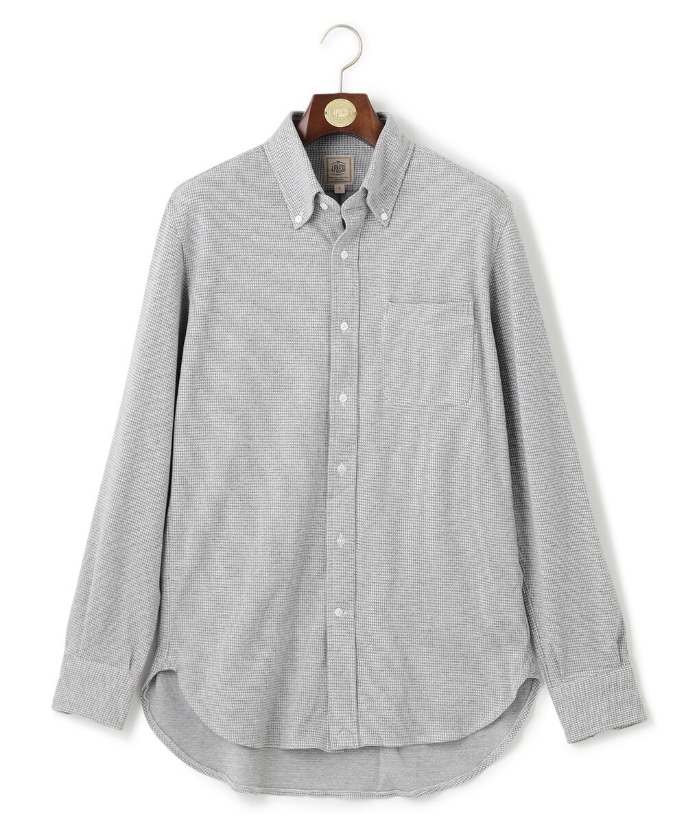 【オンワード】 J.PRESS MEN>トップス リッチジャージー コットンネルシャツ ライトグレー M メンズ
