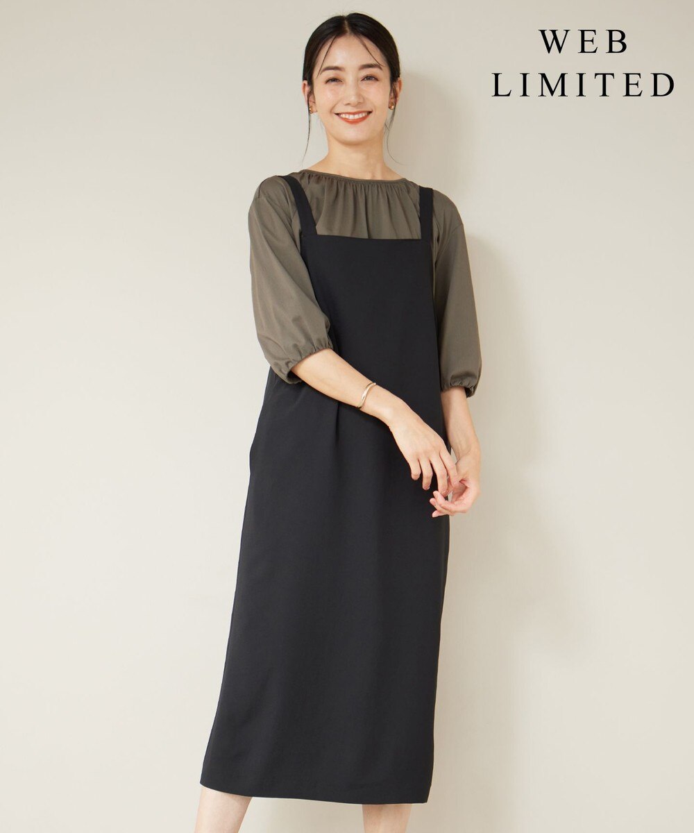 【オンワード】 J.PRESS LADIES S（小さいサイズ）>ワンピース 【WEB限定カラーあり・洗える】Lightジョーゼット キャミ ワンピース 【WEB限定】ブラック P5 レディース