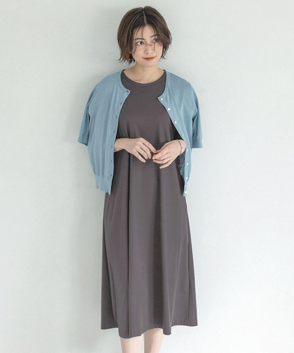 【オンワード】 J.PRESS LADIES L>ワンピース 【UVケア・消臭効果・接触冷感】コンパクトコットンスムース ワンピース ダークブラウン T13 レディース 【送料無料】