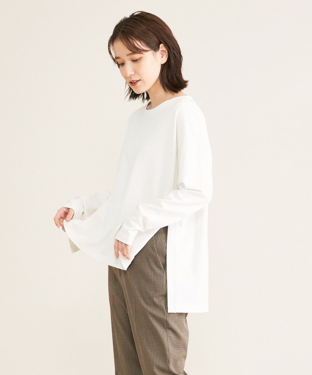 【オンワード】 SHARE PARK LADIES>トップス 【洗える】シリコンテンジクスリットTシャツ グレー 1 レディース 【送料無料】