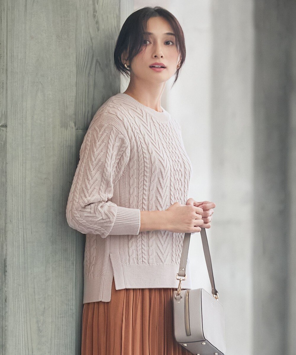 【オンワード】 J.PRESS LADIES>トップス 【WEB限定カラーあり・洗える】EIGER CORD ALAN クルーネックプルオーバー ニット ベージュ L レディース