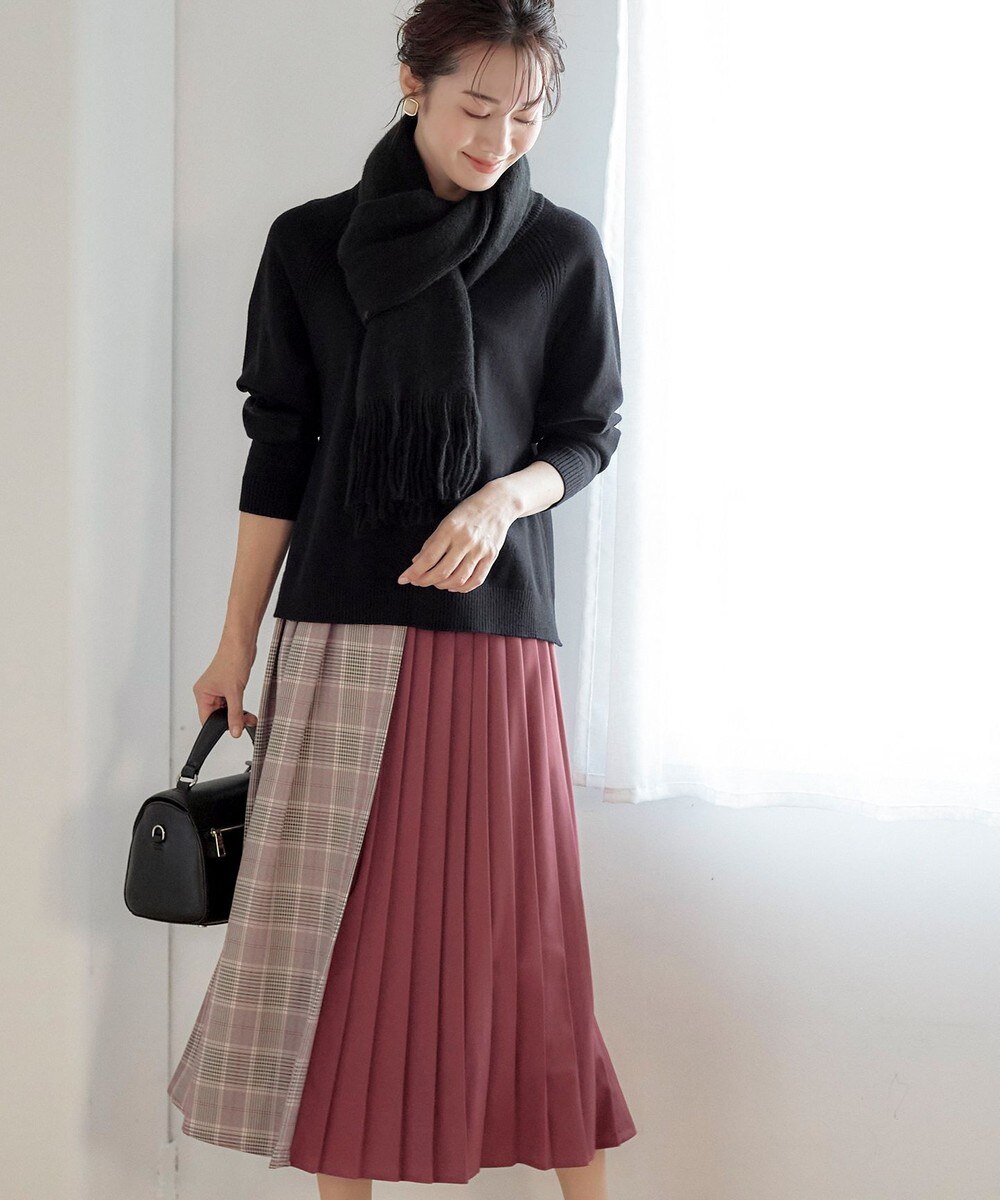 【洗える】1枚で着映える配色プリーツチェックスカート