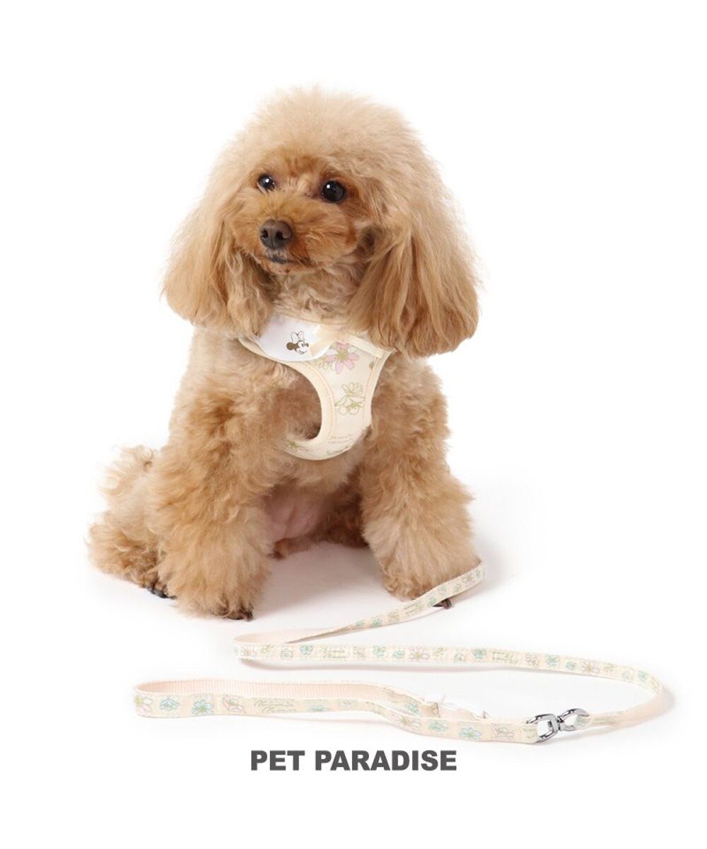 PET PARADISE>ペットグッズ 犬 ハーネスリード ディズニー ミニーマウス ハーネスリード 〔Ｓ〕 花柄 一体型 小型犬 ピンク（淡） Ｓ