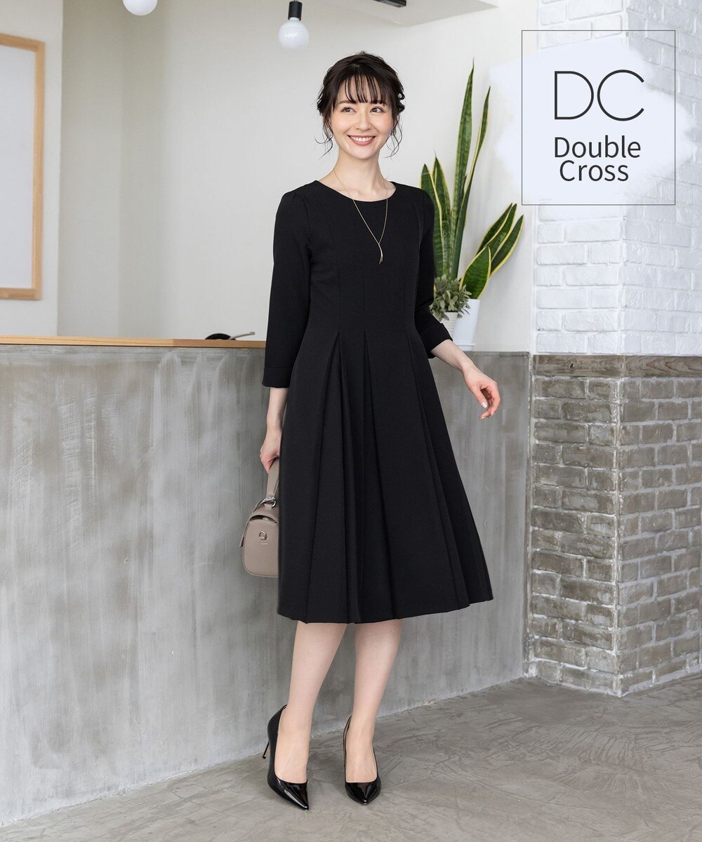 【洗える】大人上品なダブルクロスラインワンピース
