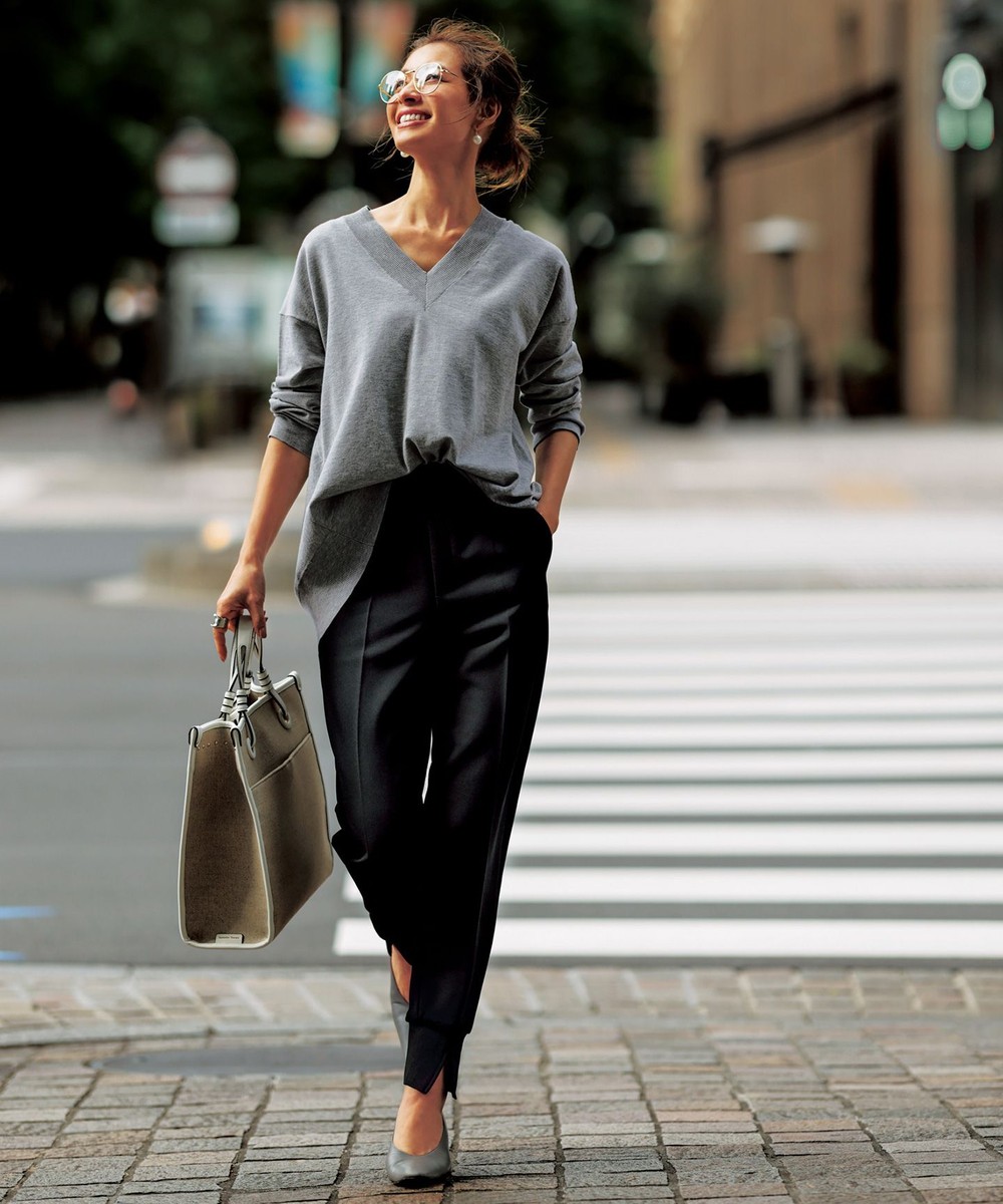 【オンワード】 UNFILO L>パンツ 【新色登場!/Oggi・mi-mollet掲載】ジョーゼット ジャージー ジョグパンツ アイボリー 46 レディース 【送料無料】