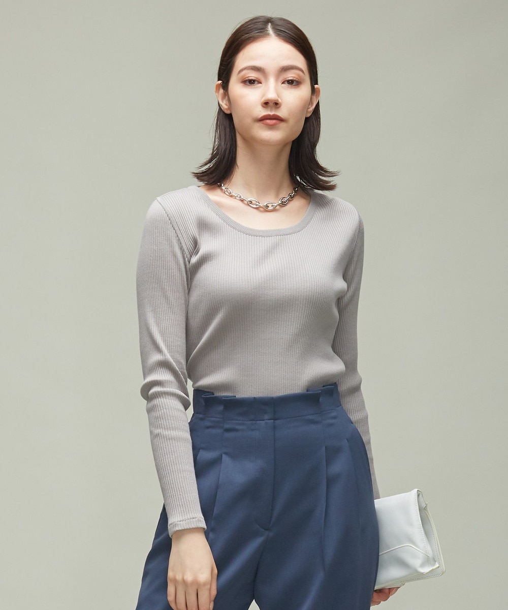 【オンワード】 ICB>トップス 【マガジン掲載】 リブ ロングスリーブTシャツ(番号CG23) アイボリー XS レディース 【送料無料】