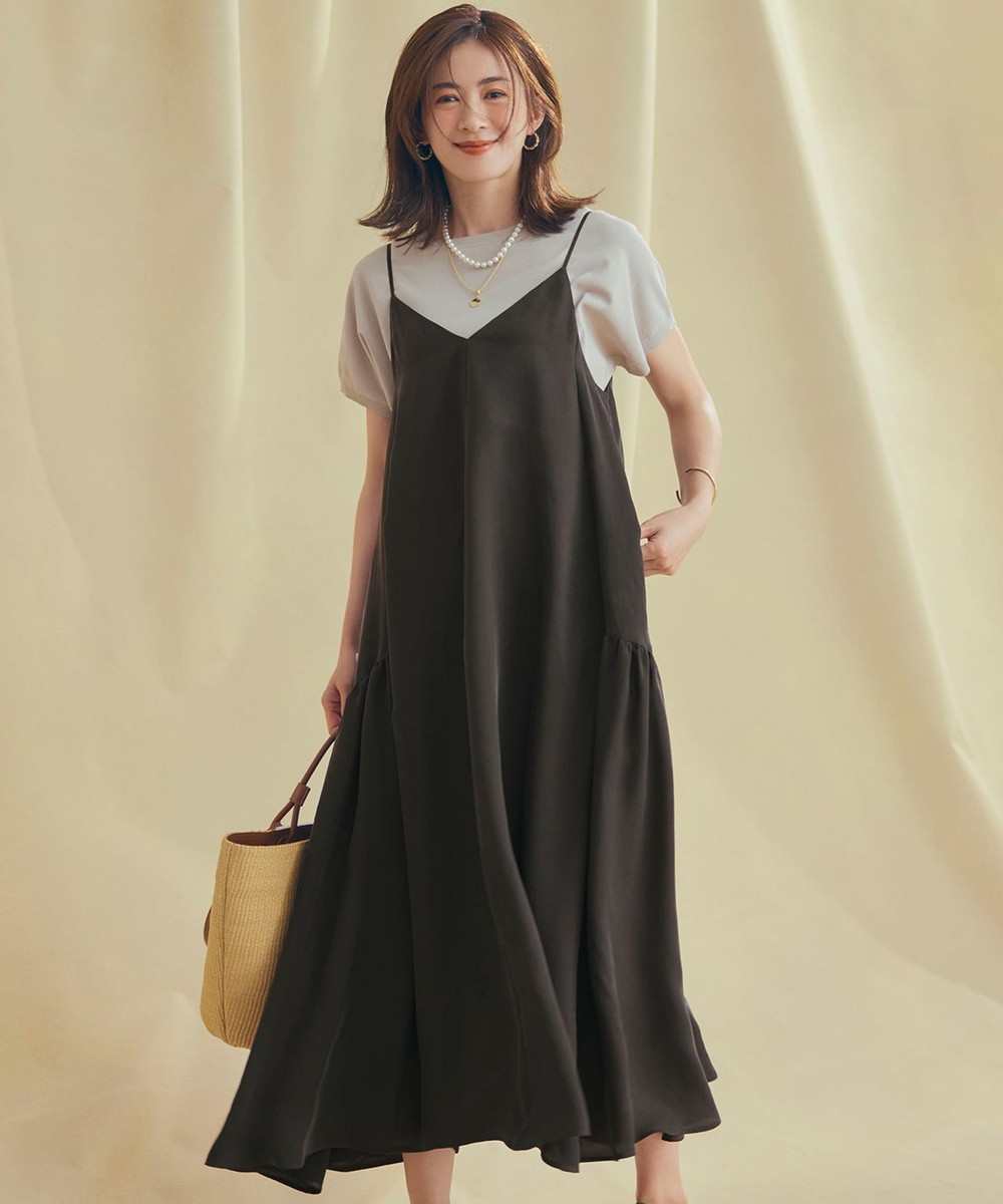 【オンワード】 23区 L(大きいサイズ)>ワンピース 【接触冷感性】フィブリルツイル キャミソールフレアワンピース ダークブラウン 44 レディース 【オンワード】 23区 L(大きいサイズ)>ワンピース 【接触冷感性】フィブリルツイル キャミソールフレアワンピース ダークブラウン 44 レディース