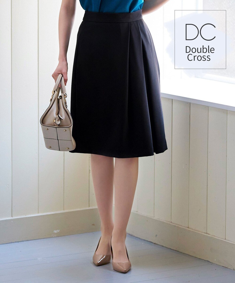 【洗える】 大人上品なダブルクロスアシンメトリータックスカート