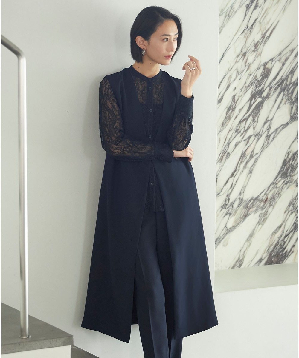 【オンワード】 ICB>トップス 【接触冷感・UVケア・速乾・洗える】FluidBackSatin ロングジレ ネイビー 4 レディース 【オンワード】 ICB>トップス 【接触冷感・UVケア・速乾・洗える】FluidBackSatin ロングジレ ネイビー 4 レディース