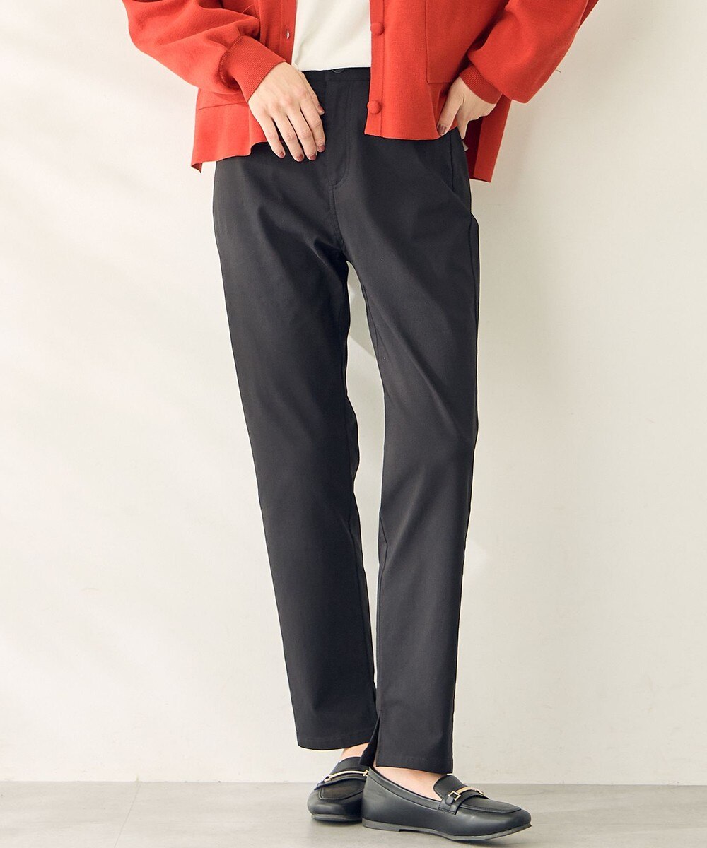 【オンワード】 ANY>パンツ 【ストレッチ/洗濯機可/ウエストゴム/UVカット】7days裏起毛テーパードパンツ ブラック S レディース