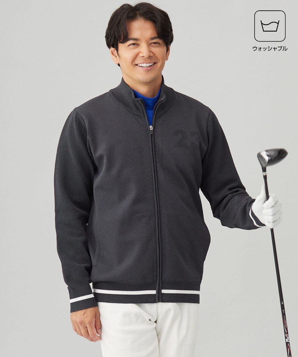 【オンワード】 23区GOLF>トップス 【MEN】【ウォッシャブル】フルジップニットブルゾン グレー L メンズ