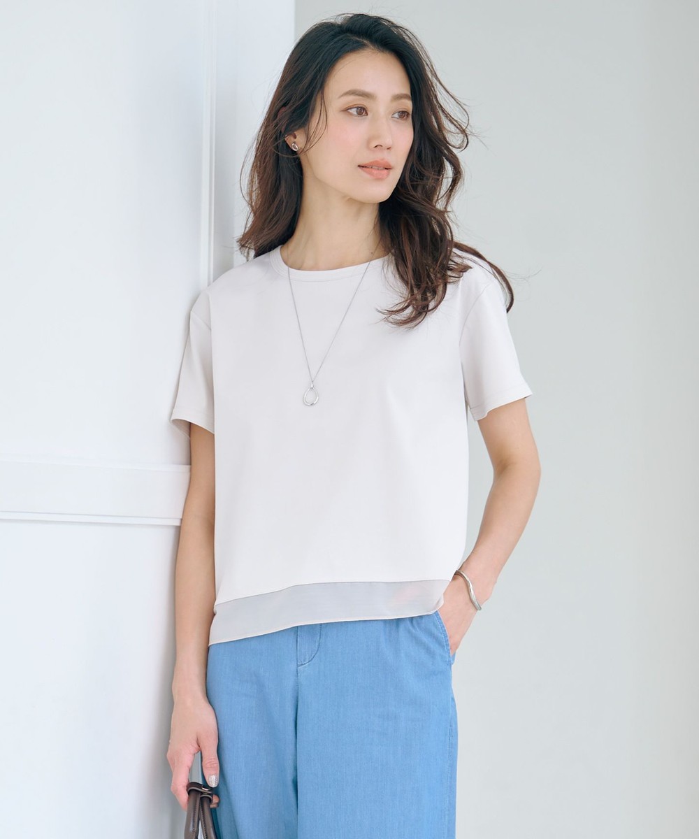 【オンワード】 J.PRESS LADIES L(大きいサイズ)>トップス 【WEB限定カラーあり・洗える】コットンスムース シアーデザイン カットソー グレージュ T15 レディース 【オンワード】 J.PRESS LADIES L(大きいサイズ)>トップス 【WEB限定カラーあり・洗える】コットンスムース シアーデザイン カットソー グレージュ T15 レディース