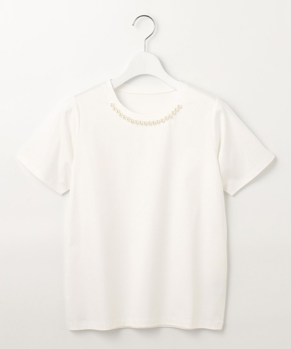 【オンワード】 Feroux>トップス 【UVケア】パールネック Tシャツ ホワイト F レディース 【送料当社負担】