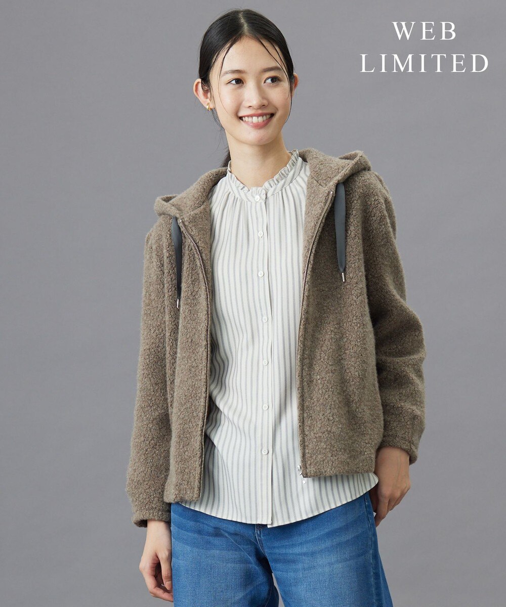 【オンワード】 J.PRESS LADIES L（大きいサイズ）>トップス 【WEB限定カラーあり】パイルジャージー ジップアップ パーカー 【WEB限定】モカ T15 レディース