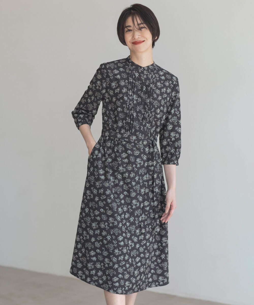 【オンワード】 J.PRESS LADIES S（小さいサイズ）>ワンピース 【WEB限定カラーあり・洗える】ラインフラワープリント ワンピース ネイビー P7 レディース