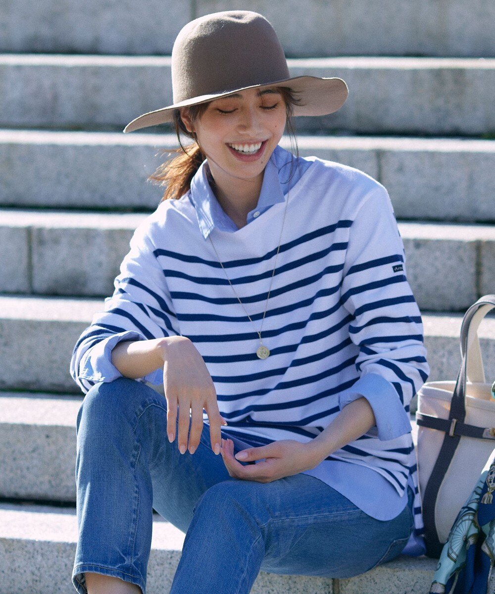 【オンワード】 23区>トップス 【マガジン掲載】Armor lux バスクオーバー カットソー(番号2G42) ブルー 40 レディース 【送料無料】