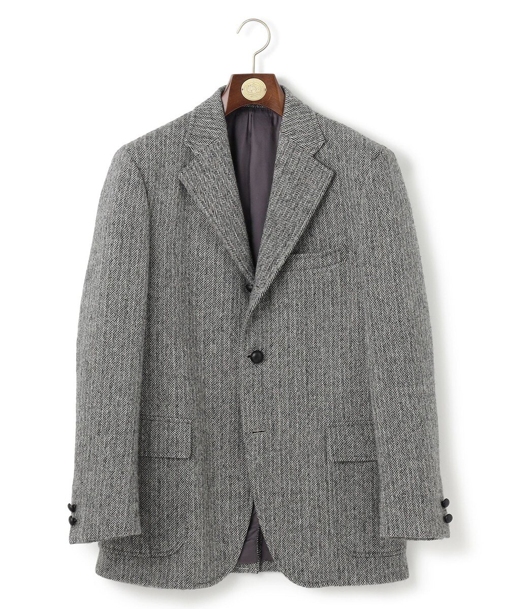 【オンワード】 J.PRESS MEN>ジャケット/アウター 【定番】LOVAT LAVEROCK TWEED ヘリンボンツイードジャケット グレー AB4 メンズ