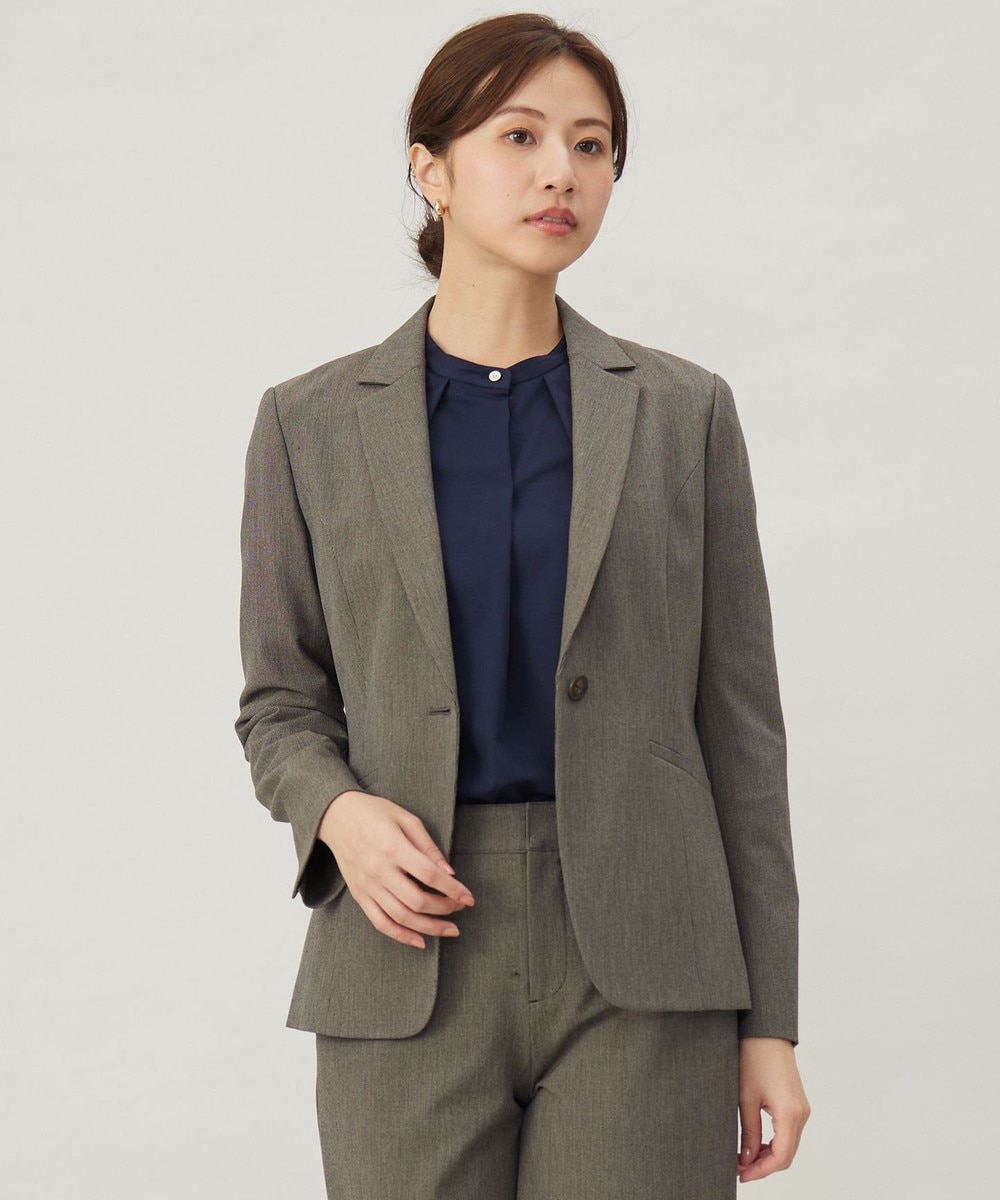 【オンワード】 J.PRESS LADIES>ジャケット/アウター 【洗える】T/Rアルガンシルク テーラード ジャケット ブラウン 11 レディース