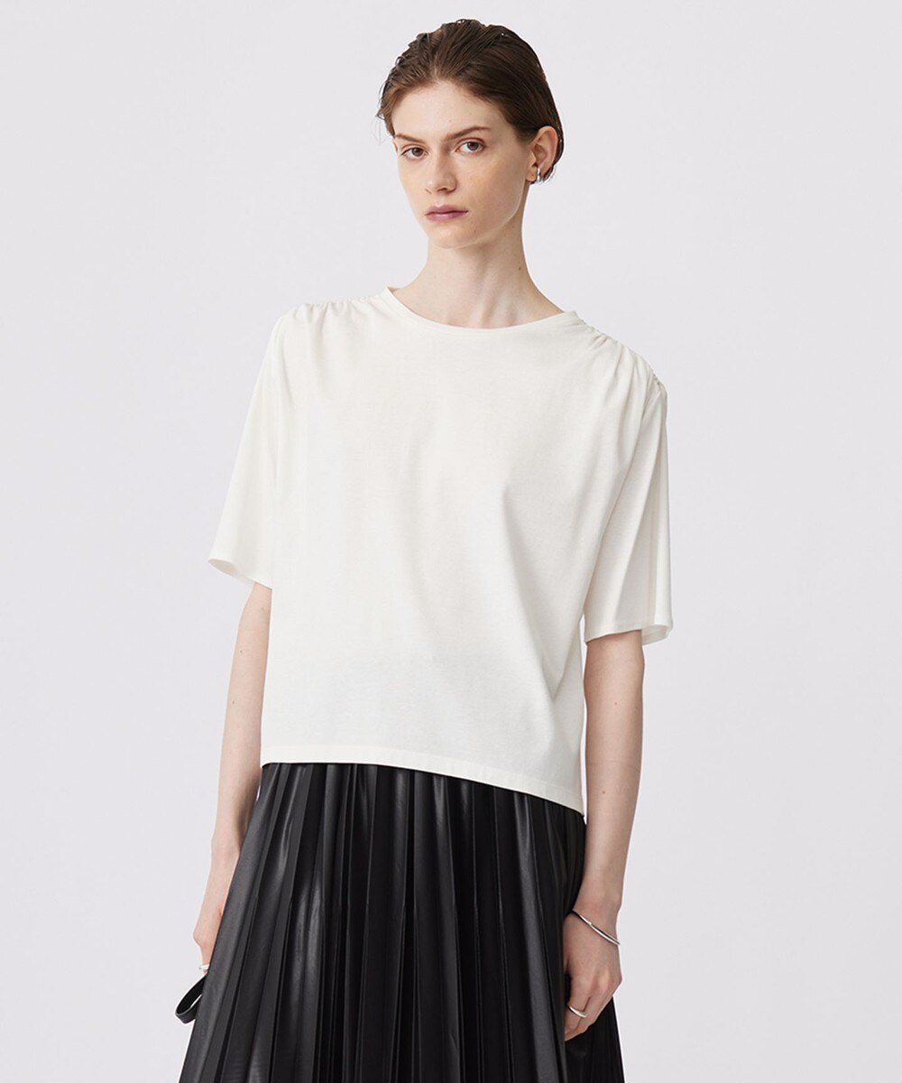 【オンワード】 ICB>トップス 【接触冷感・UVケア・洗える】 ハイツイストスムース デザインカットソー オフホワイト S レディース 【オンワード】 ICB>トップス 【接触冷感・UVケア・洗える】 ハイツイストスムース デザインカットソー オフホワイト S レディース