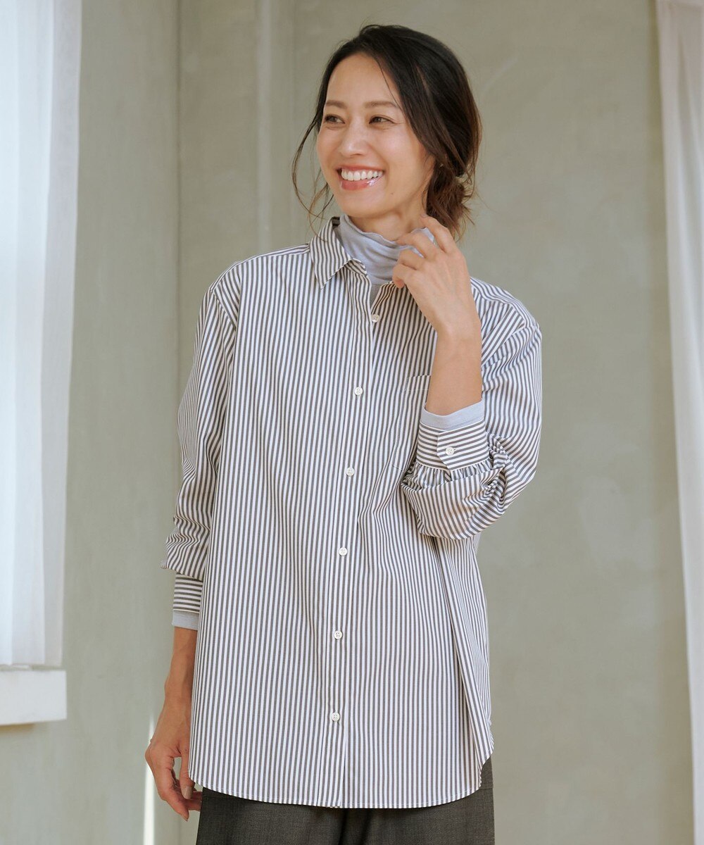 【オンワード】 J.PRESS LADIES S（小さいサイズ）>トップス エステネージュストライプ シャツ ブラウス ブラックストライプ P5 レディース