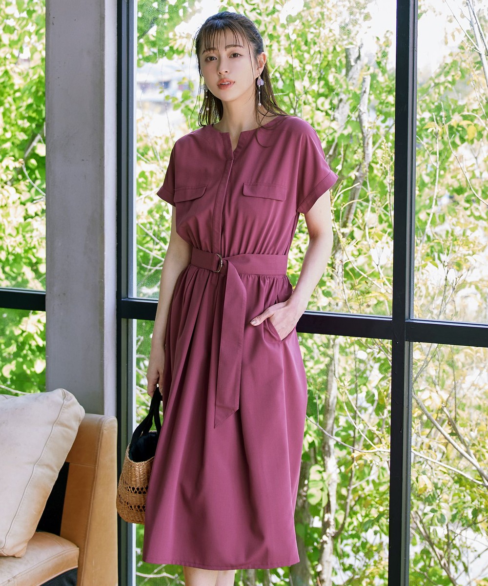 【洗える】フラップポケットワンピース