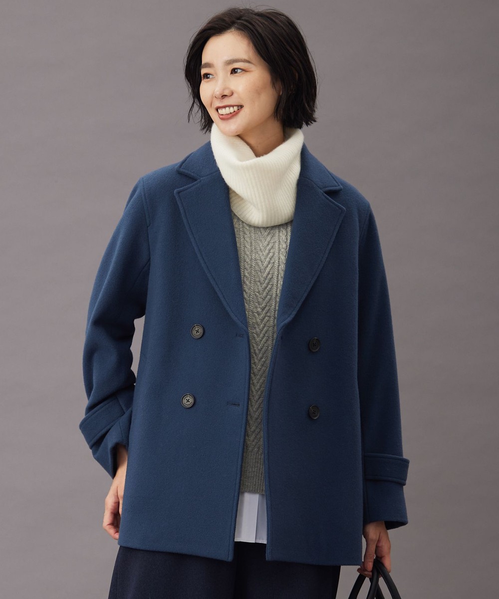 【オンワード】 J.PRESS LADIES S(小さいサイズ)>ジャケット/アウター Jackal 140sソフトメルトン Pコート ダルブルー P5 レディース 【オンワード】 J.PRESS LADIES S(小さいサイズ)>ジャケット/アウター Jackal 140sソフトメルトン Pコート ダルブルー P5 レディース