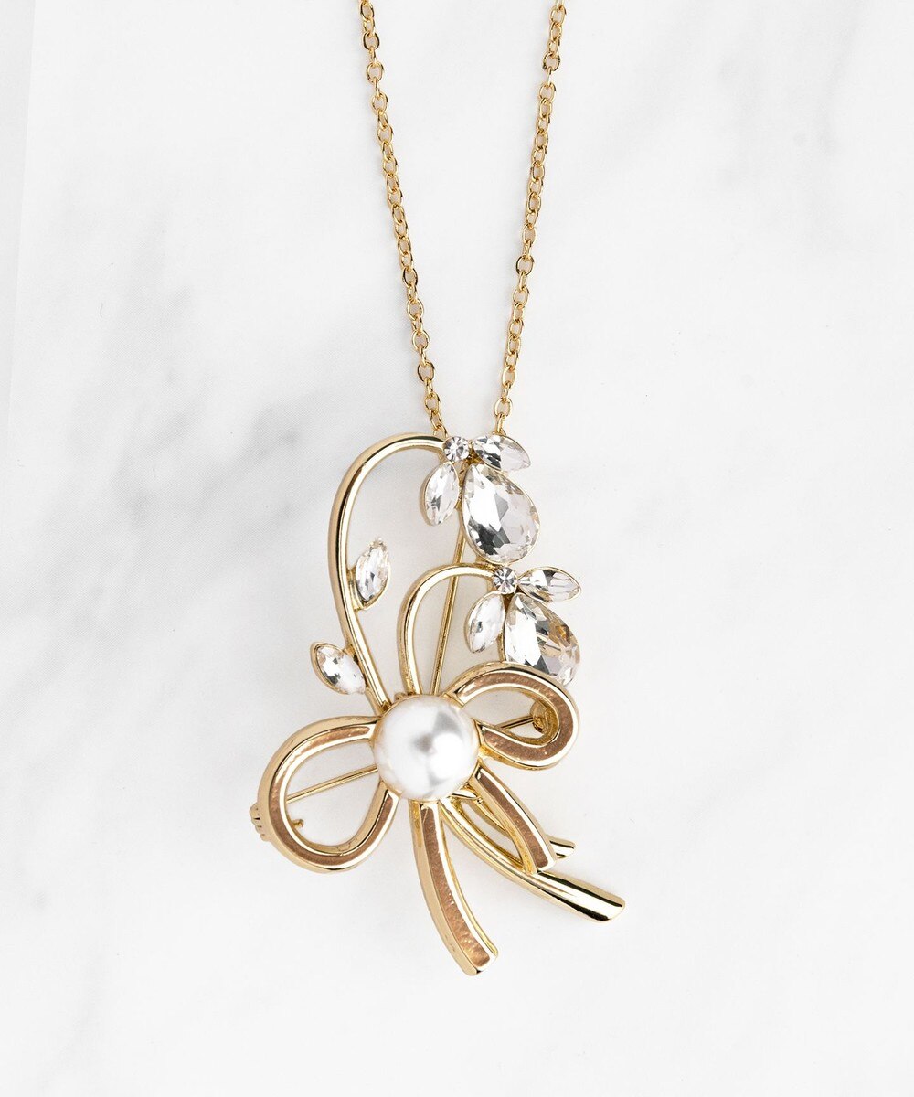 【オンワード】 TOCCA>アクセサリー RIBBON＆FLOWER BROOCH NECKLACE 2セット ブローチネックレス ゴールド F レディース