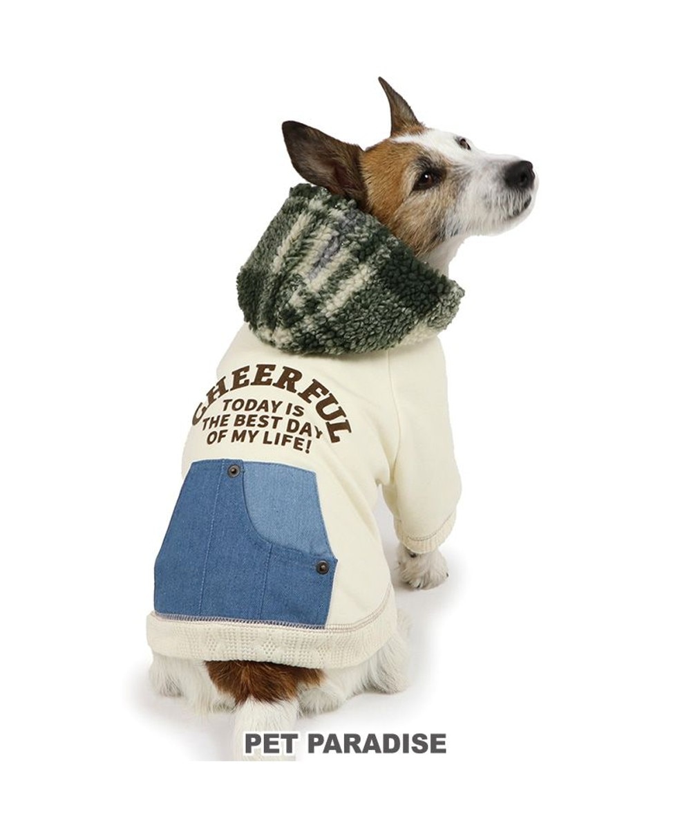 【オンワード】 PET PARADISE>ペットグッズ ペットパラダイス ポケット付きトレーナー 《デニムチェック柄》 小型犬 ホワイト ３Ｓ