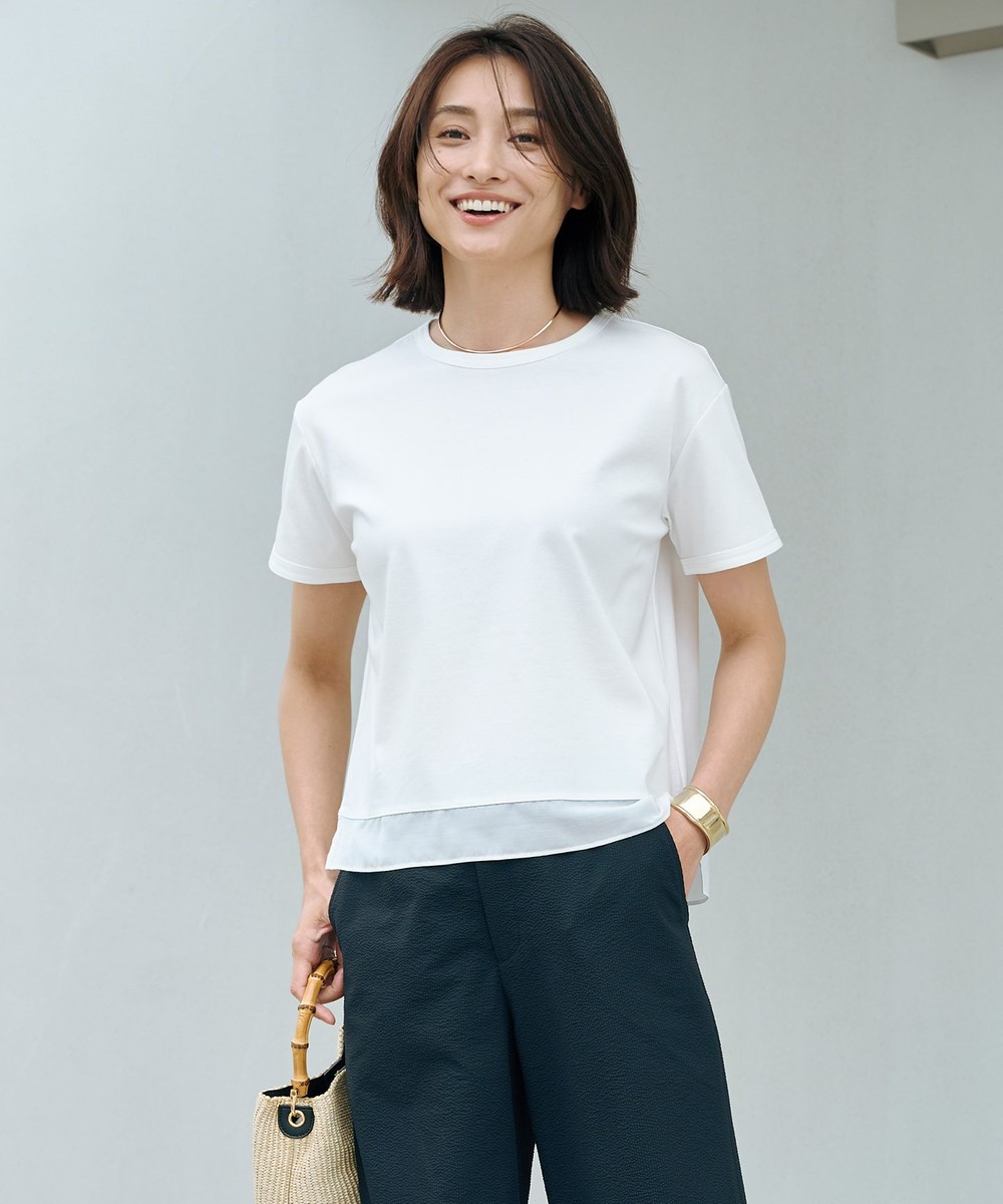 【オンワード】 J.PRESS LADIES L(大きいサイズ)>トップス 【WEB限定カラーあり・洗える】コットンスムース シアーデザイン カットソー ホワイト T15 レディース 【オンワード】 J.PRESS LADIES L(大きいサイズ)>トップス 【WEB限定カラーあり・洗える】コットンスムース シアーデザイン カットソー ホワイト T15 レディース