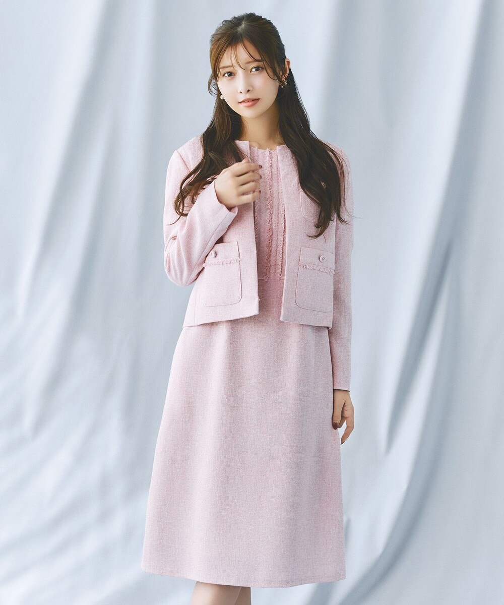 【オンワード】 TOCCA>ワンピース 【洗える・消臭】MIST TWEED ドレス ピンク 6 レディース