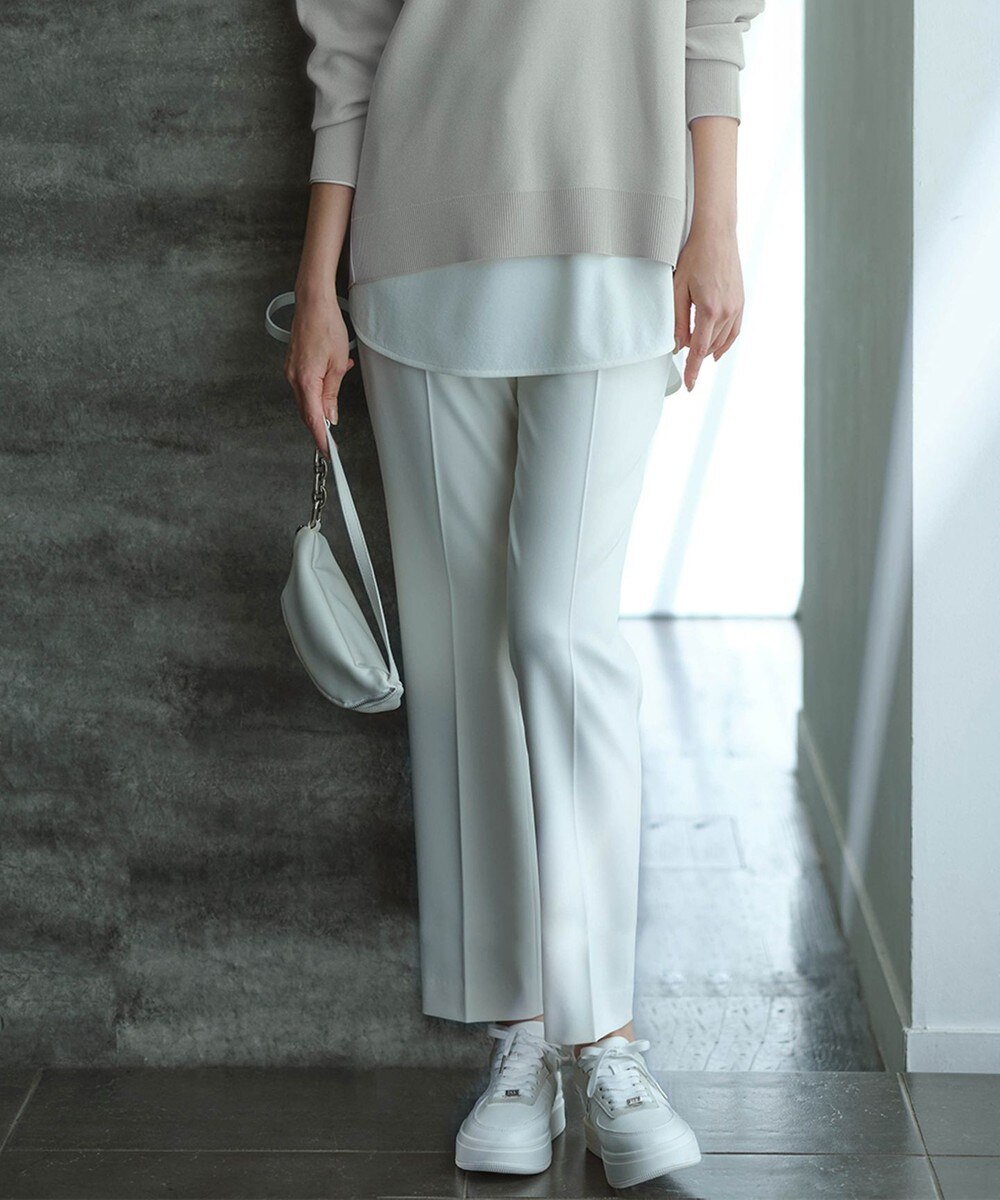 【オンワード】 ICB>パンツ 【洗える】 トリアセボディシェルピーチ スティックパンツ オフホワイト 4 レディース