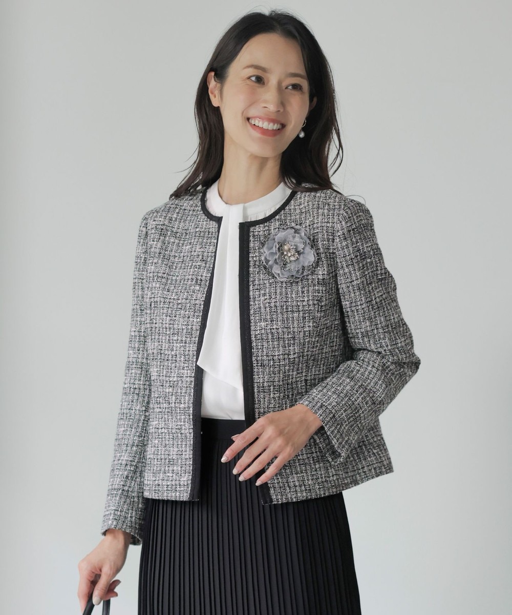 【オンワード】 J.PRESS LADIES>ジャケット/アウター 【セットアップ対応】ファンシーツイード ノーカラー ジャケット ブラックミックス 11 レディース 【オンワード】 J.PRESS LADIES>ジャケット/アウター 【セットアップ対応】ファンシーツイード ノーカラー ジャケット ブラックミックス 11 レディース